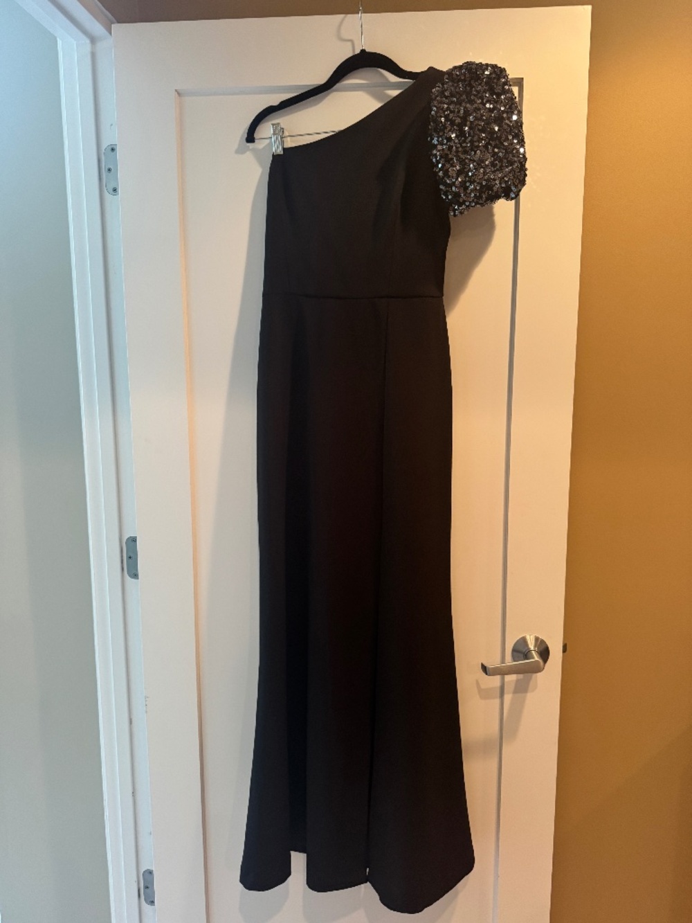 BCBG Elegant, Embellished, One-Shoulder Maxi Gown, Size 12